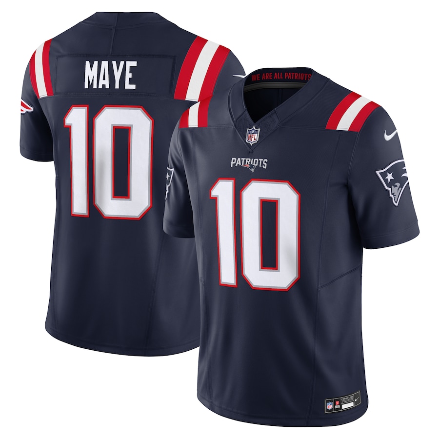 Men's New England Patriots Drake Maye Nike Navy Vapor F.U.S.E. Limited Jersey