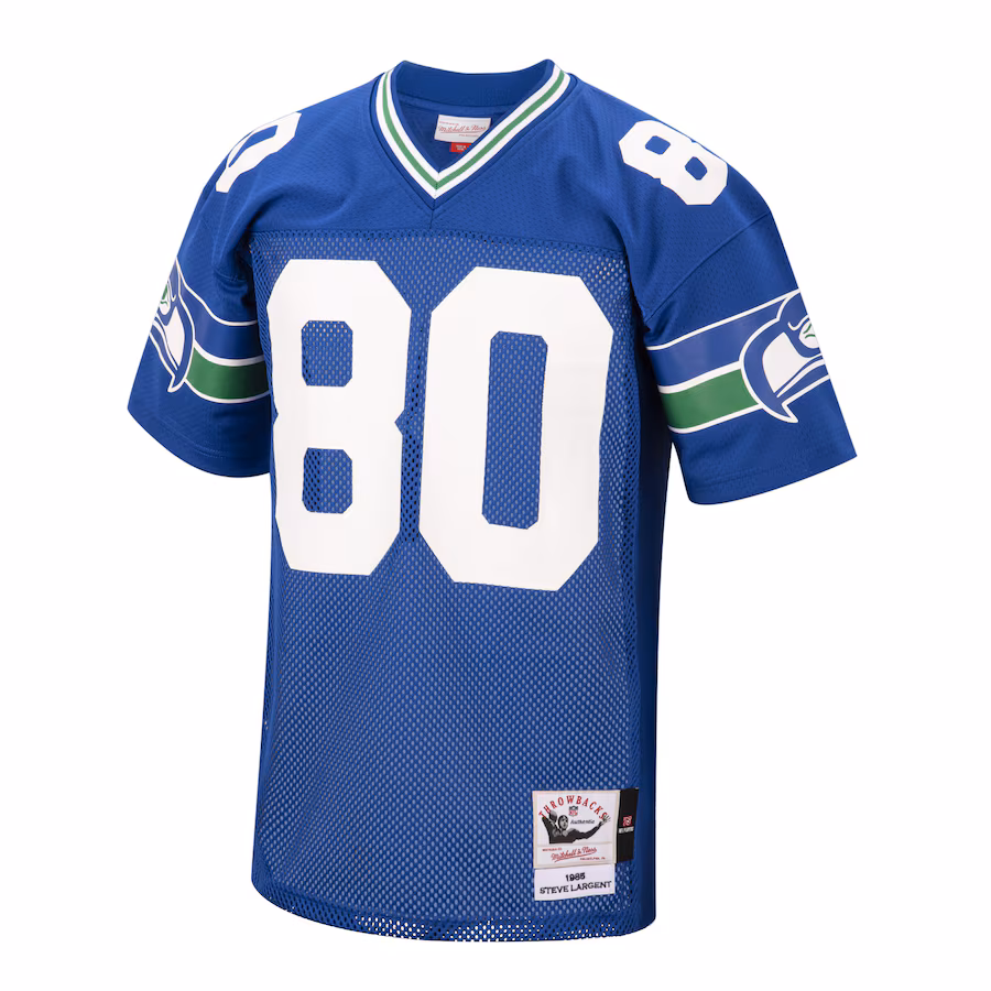 Men's Seattle Seahawks 1985 Steve Largent Mitchell & Ness Royal Authentic Throwback Retired Player Jersey