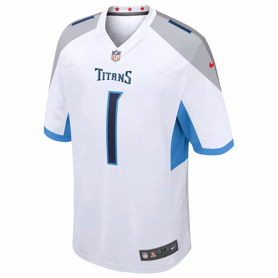 Men's Tennessee Titans Cameron Ward Nike White 2025 NFL Draft First Round Pick Game Jersey