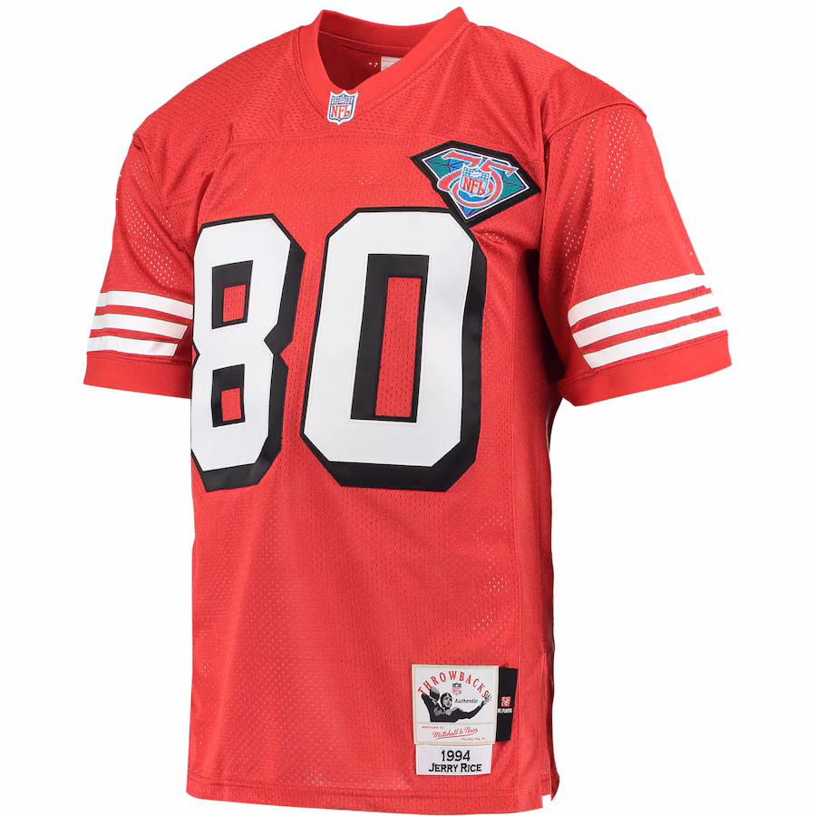 Men's San Francisco 49ers 1994 Jerry Rice Mitchell & Ness Scarlet Authentic Throwback Retired Player Jersey