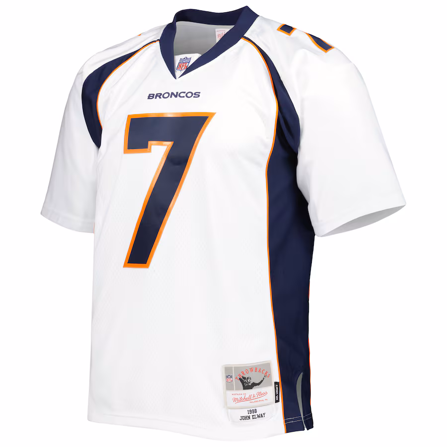Men's Denver Broncos John Elway Mitchell & Ness White 1998 Legacy Replica Jersey