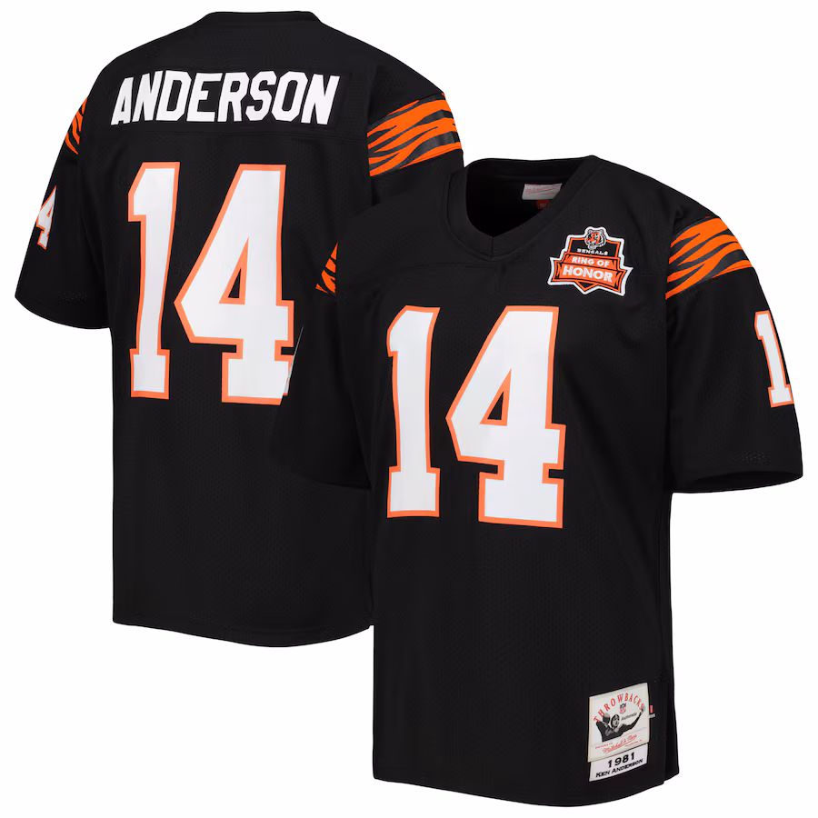 Men's Cincinnati Bengals 1981 Ken Anderson Mitchell & Ness Black Authentic Throwback Retired Player Jersey