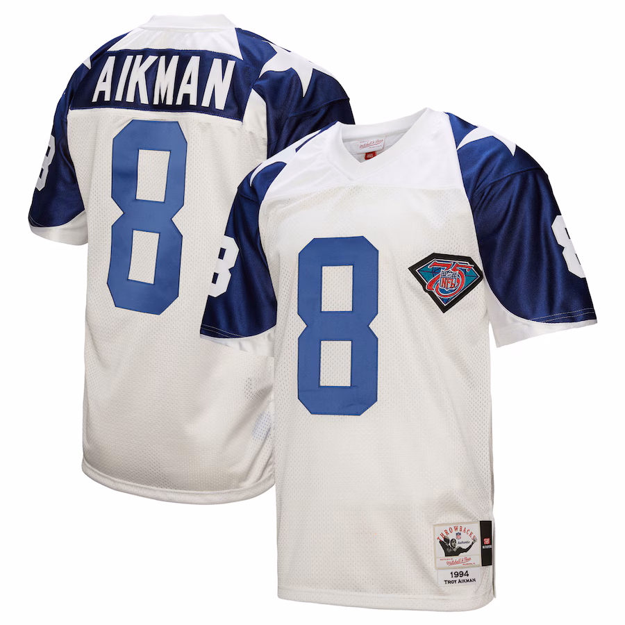 Men's Dallas Cowboys 1994 Troy Aikman Mitchell & Ness White Authentic Throwback Retired Player Jersey