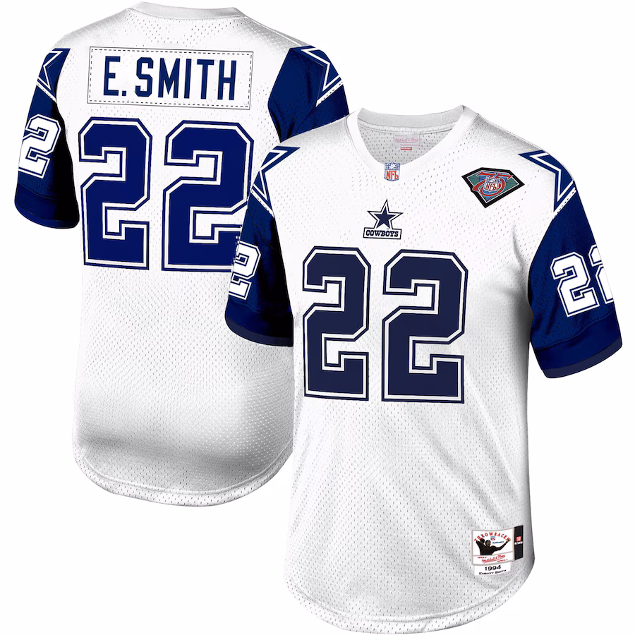 Men's Dallas Cowboys 1996 Emmitt Smith Mitchell & Ness White Authentic Throwback Retired Player Jersey