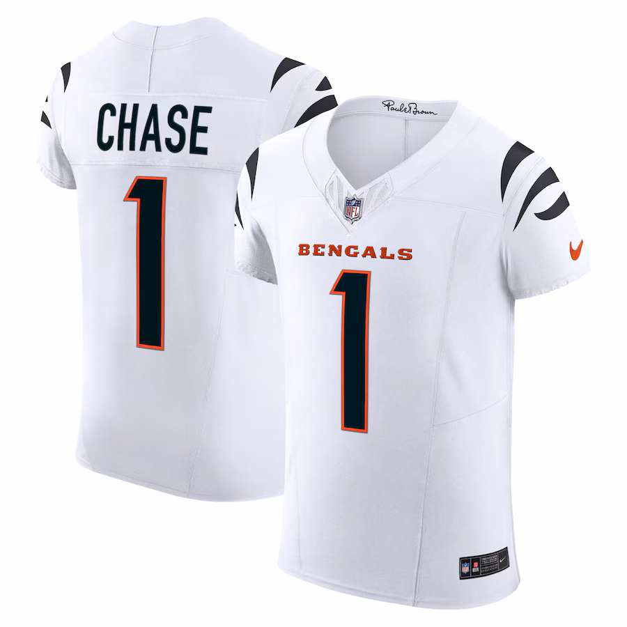 Men's Cincinnati Bengals Ja'Marr Chase Nike White Vapor F.U.S.E. Elite Jersey