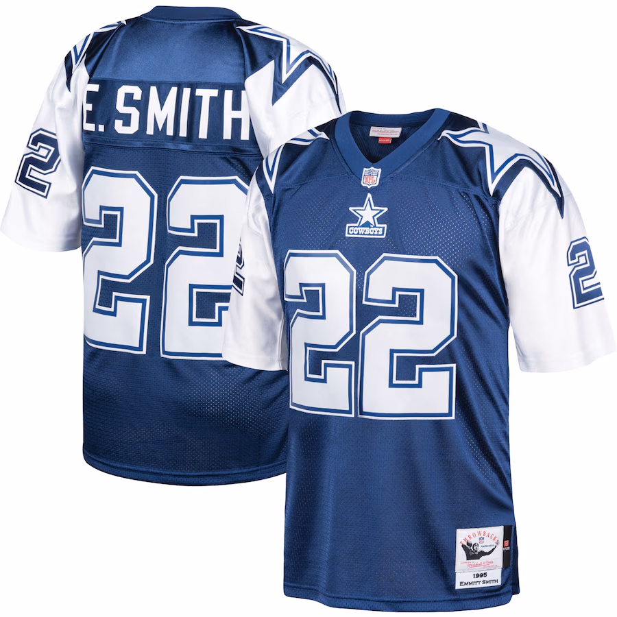 Men's Dallas Cowboys 1995 Emmitt Smith Mitchell & Ness Navy Authentic Throwback Retired Player Jersey