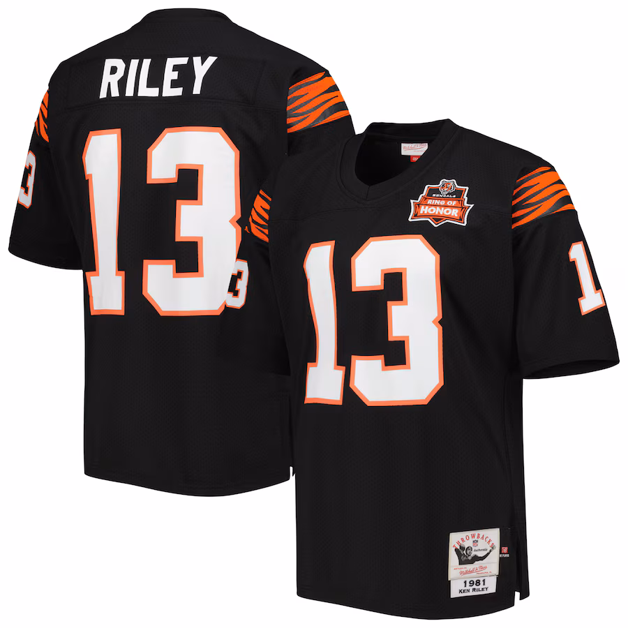 Men's Cincinnati Bengals 1981 Ken Riley Mitchell & Ness Black Authentic Throwback Retired Player Jersey