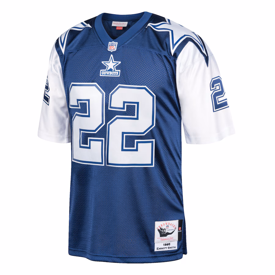 Men's Dallas Cowboys 1995 Emmitt Smith Mitchell & Ness Navy Authentic Throwback Retired Player Jersey