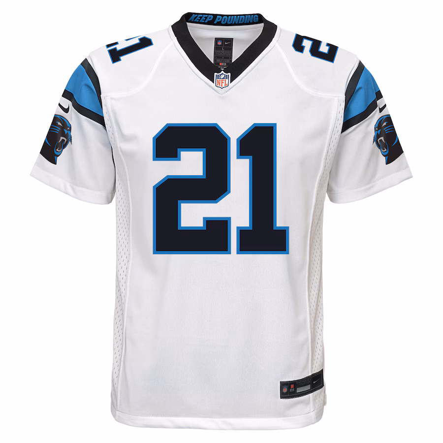 Special Offer - Youth Carolina Panthers Jeremy Chinn Nike White Game Jersey