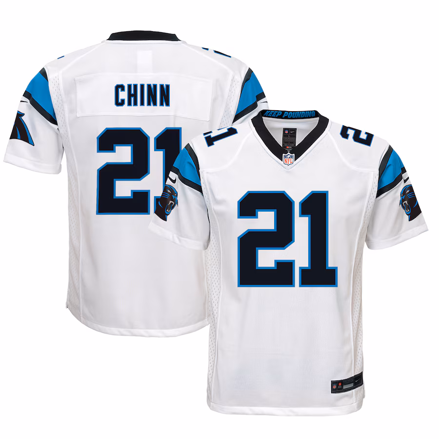 Special Offer - Youth Carolina Panthers Jeremy Chinn Nike White Game Jersey