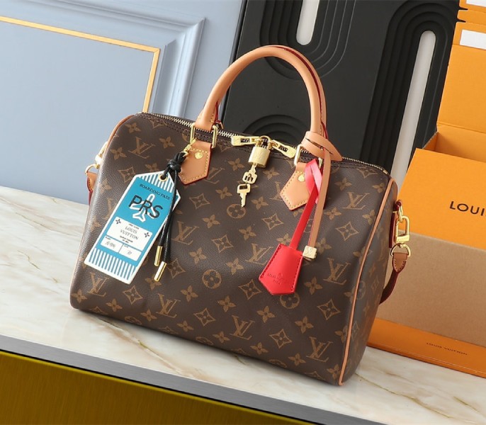 Louis Vuitton Monogram Canvas Soft Speedy 30 Crafty Handbag In Red - Louis Vuitton