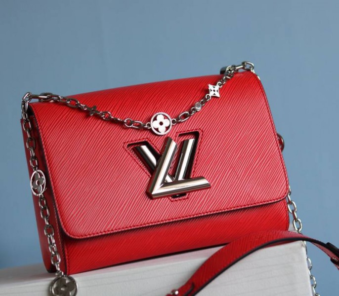 Louis Vuitton Epi Leather Twist MM With Flowers Jewels Chain Bag In Red - Louis Vuitton