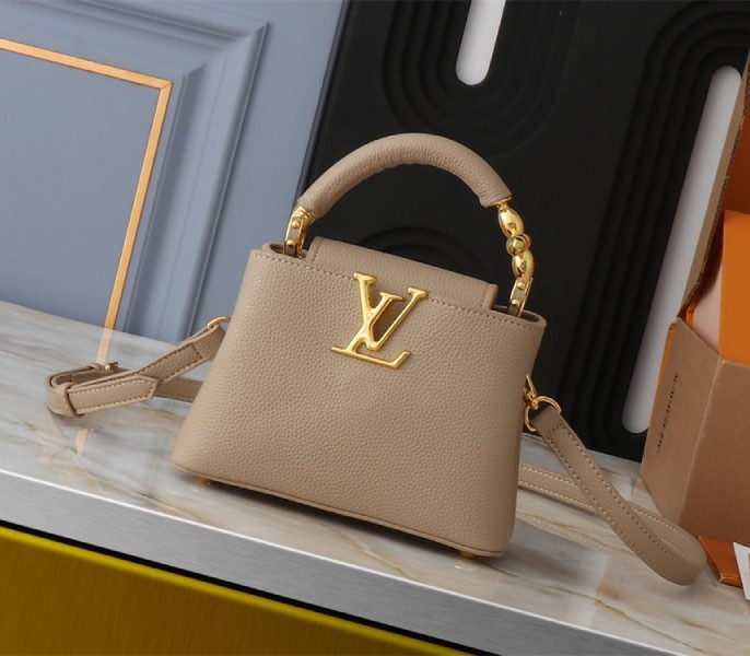 Louis Vuitton Capucines Mini Capucines Handbag In Galet Gray - Louis Vuitton
