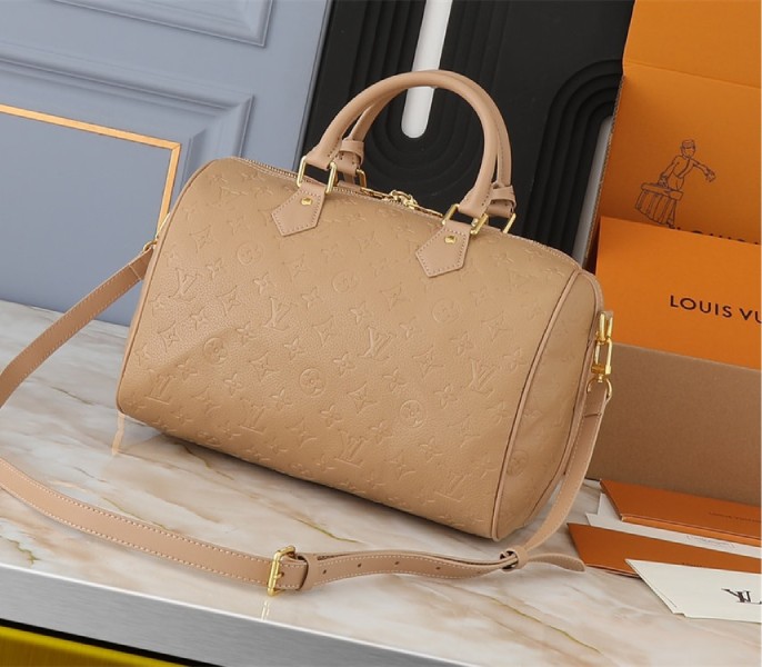 Louis Vuitton Monogram Empreinte Speedy Soft 30 Handbag In Apricot - Louis Vuitton