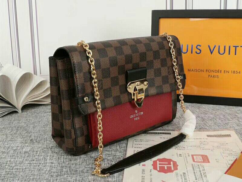 Louis Vuitton Damier Ebene Canvas Vavin PM Bag In Bordeaux Red - Louis Vuitton