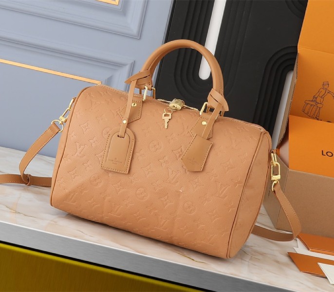 Louis Vuitton Monogram Empreinte Speedy Soft 30 Handbag In Arizona Beige - Louis Vuitton