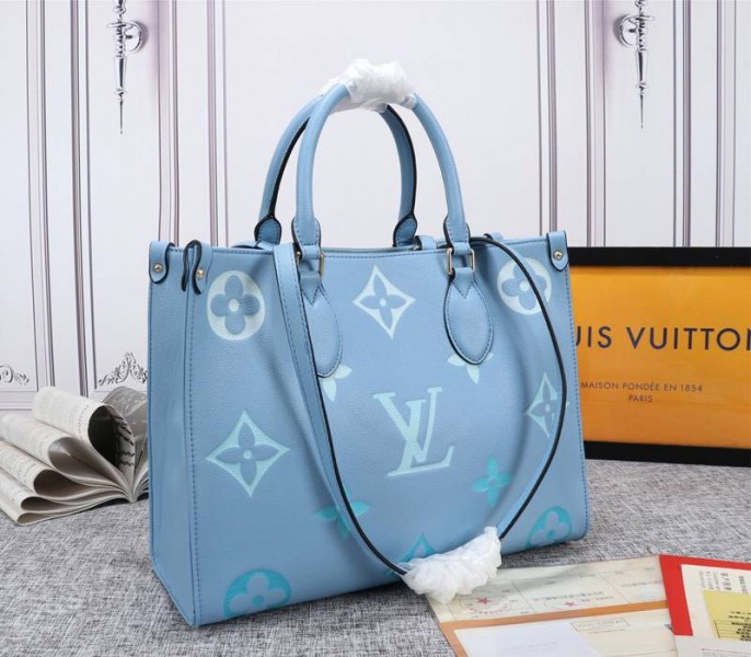 Louis Vuitton Monogram Empreinte Leather Onthego MM Bag In Summer Blue - Louis Vuitton