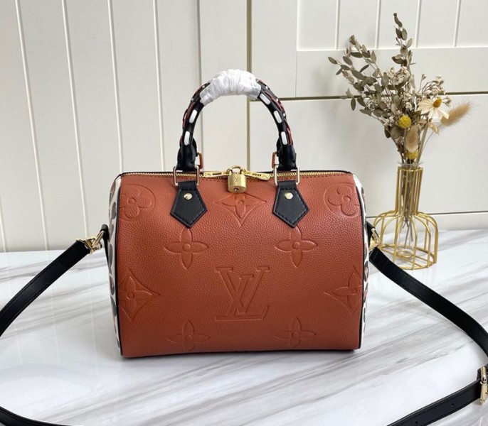 Louis Vuitton Monogram Empreinte Wild At Heart Speedy 25 Bandouliere Handbag In Caramel Brown - Louis Vuitton