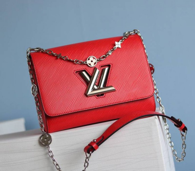 Louis Vuitton Epi Leather Twist MM With Flowers Jewels Chain Bag In Red - Louis Vuitton