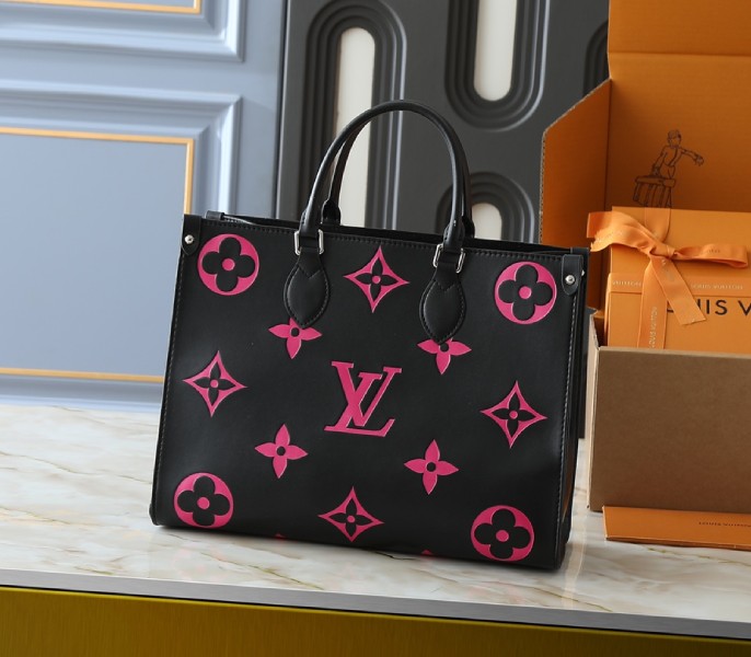 Monogram Empreinte OnTheGo MM Tote In Black And Magenta Pink - Louis Vuitton