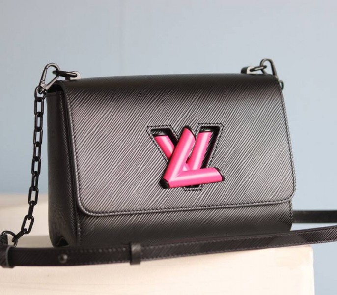 Louis Vuitton Epi Leather Twist MM Bag With Black Vibrant Pink Twist Lock - Louis Vuitton