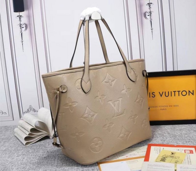 Louis Vuitton Monogram Empreinte Neverfull MM Tote In Beige - Louis Vuitton