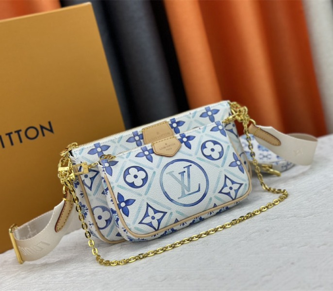 Louis Vuitton LV By The Pool Monogram Tiles Canvas Multi Pochette Accessoires In Lagoon Blue - Louis Vuitton