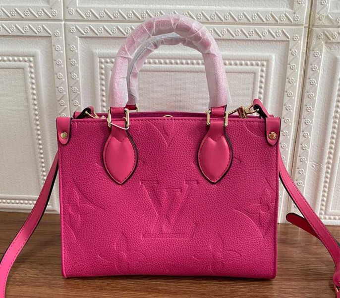 Louis Vuitton Monogram Empreinte Leather Onthego PM Bag In Freesia Pink - Louis Vuitton