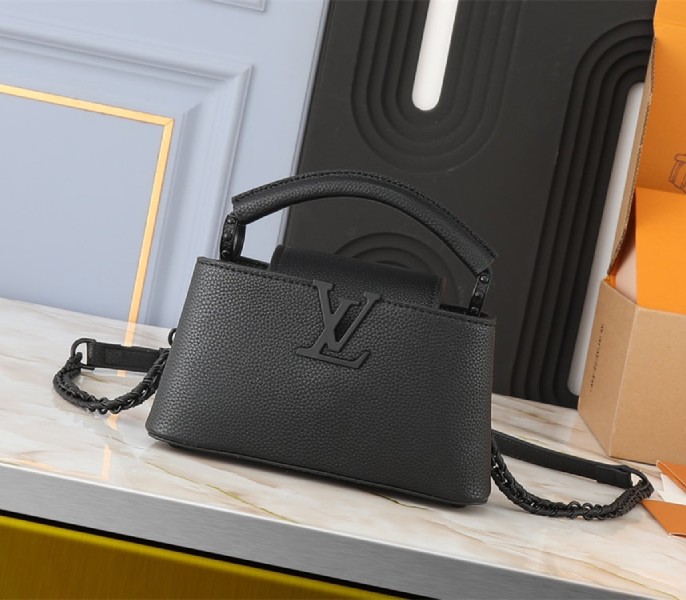 Louis Vuitton Capucines East-West Mini Handbag In All Black - Louis Vuitton