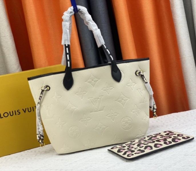 Louis Vuitton Monogram Empreinte Wild At Heart Neverfull MM Tote In Cream - Louis Vuitton