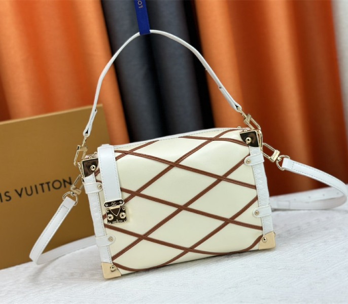 Louis Vuitton Malletage Leather Side Trunk MM In Cream Beige And Chestnut Brown - Louis Vuitton