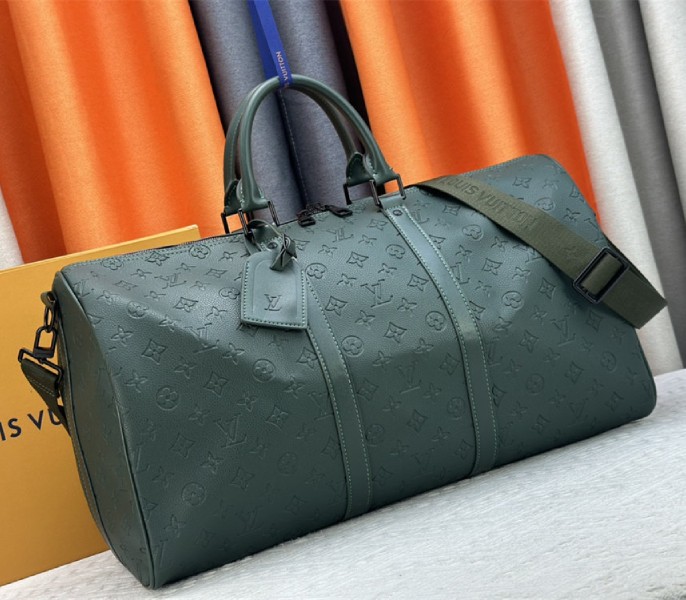 Louis Vuitton Taurillon Leather Keepall Bandouliere 50 In Borneo Green - Louis Vuitton