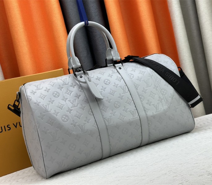 Louis Vuitton Monogram Shadow Leather Keepall Bandouliere 50 In Anthracite Gray - Louis Vuitton