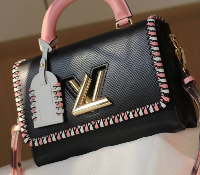 Louis Vuitton Epi Leather Twist MM Bag In Black With Braided Edges Flap - Louis Vuitton