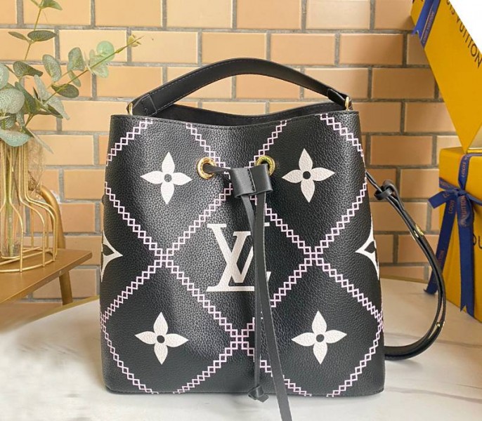 Louis Vuitton Spring 2022 Monogram Empreinte NeoNoe MM Bag In Black - Louis Vuitton