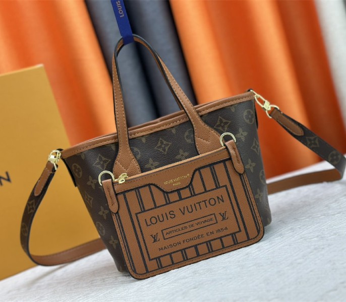 Louis Vuitton Neverfull Bandouliere Inside Out BB Tote In Monogram Canvas And Brown Leather - Louis Vuitton
