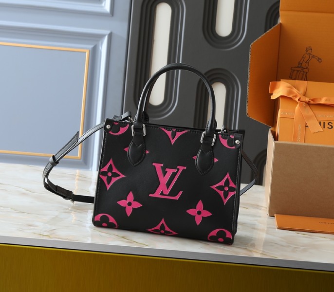 Monogram Empreinte OnTheGo PM Tote In Black And Magenta Pink - Louis Vuitton