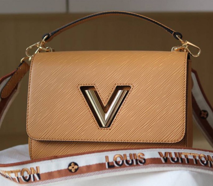 Louis Vuitton Epi Leather Twist MM Bag With Jacquard Strap In Honey Gold - Louis Vuitton