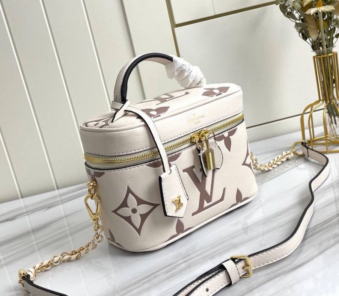 Louis Vuitton Bicolor Monogram Empreinte Vanity PM Bag In Cream And Bois De Rose Pink - Louis Vuitton