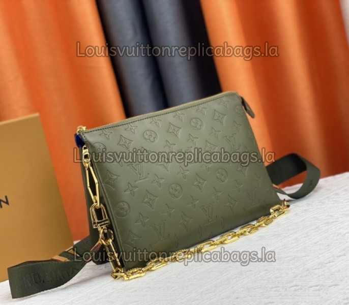 Louis Vuitton Coussin PM Bag In Khaki With Jacquard Strap - Louis Vuitton