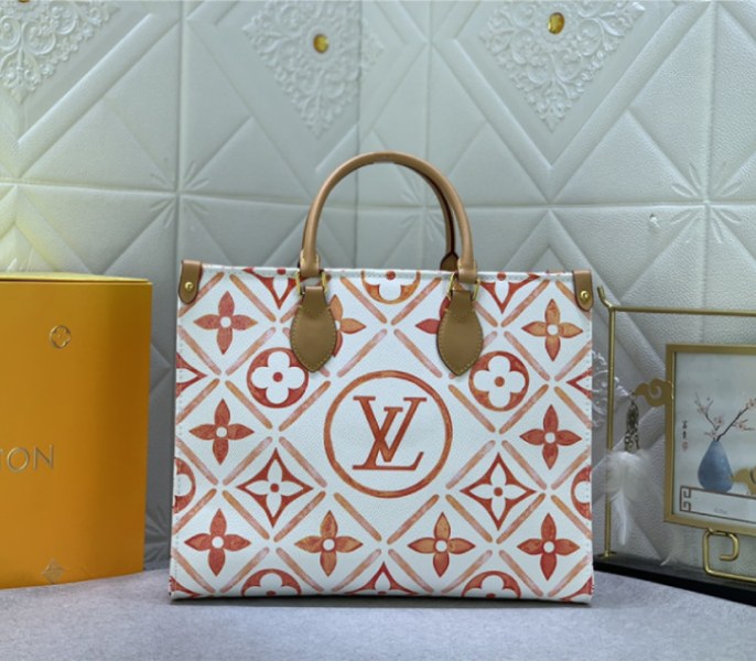 Louis Vuitton LV By The Pool Monogram Tiles Canvas Onthego MM Tote In Coral - Louis Vuitton