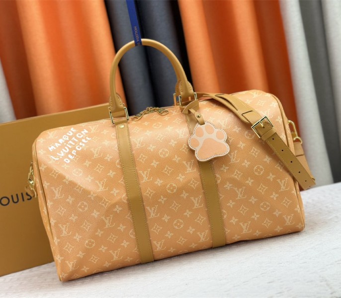 Louis Vuitton Monogram Heritage Canvas Keepall Bandouliere 45 In Yellow - Louis Vuitton