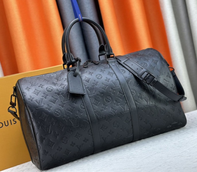 Louis Vuitton Monogram Shadow Leather Keepall Bandouliere 50 In Black - Louis Vuitton