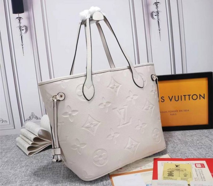 Louis Vuitton Monogram Empreinte Neverfull MM Tote In Cream - Louis Vuitton