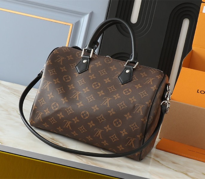 Louis Vuitton Monogram Canvas Soft Speedy 30 Dark Handbag In Black - Louis Vuitton