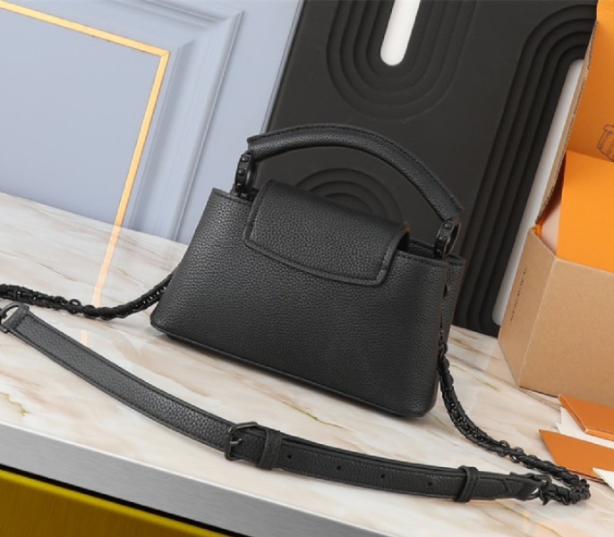 Louis Vuitton Capucines East-West Mini Handbag In All Black - Louis Vuitton