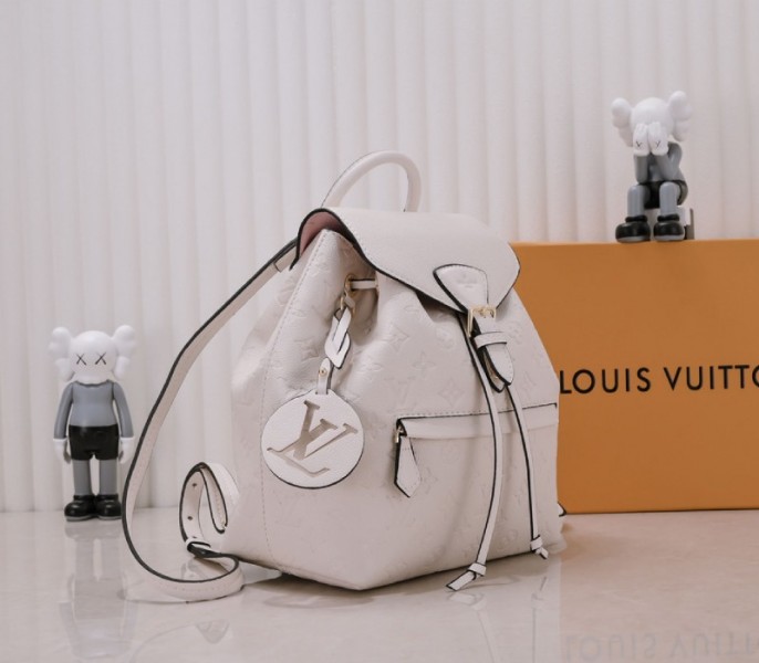 Louis Vuitton Monogram Empreinte Leather Montsouris PM Backpack In White - Louis Vuitton