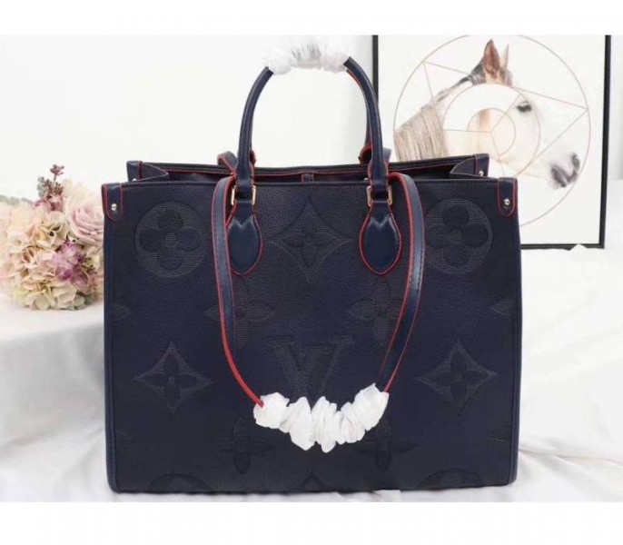 Louis Vuitton Monogram Empreinte Giant Onthego GM Tote In Navy Blue - Louis Vuitton