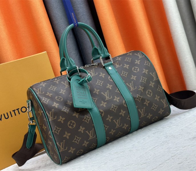 Louis Vuitton Monogram Macassar Canvas Keepall Bandouliere 35 In Borneo Green - Louis Vuitton