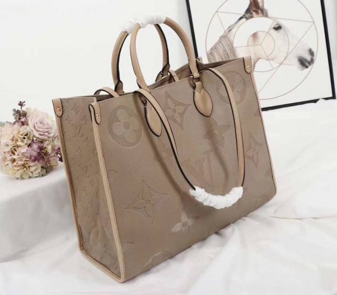 Louis Vuitton Monogram Empreinte Giant Onthego GM Tote In Beige - Louis Vuitton